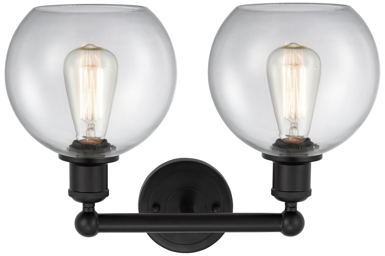 Image 2 Athens 17" Wide 2 Light Matte Black Bath Vanity Light With Clear Shade more views