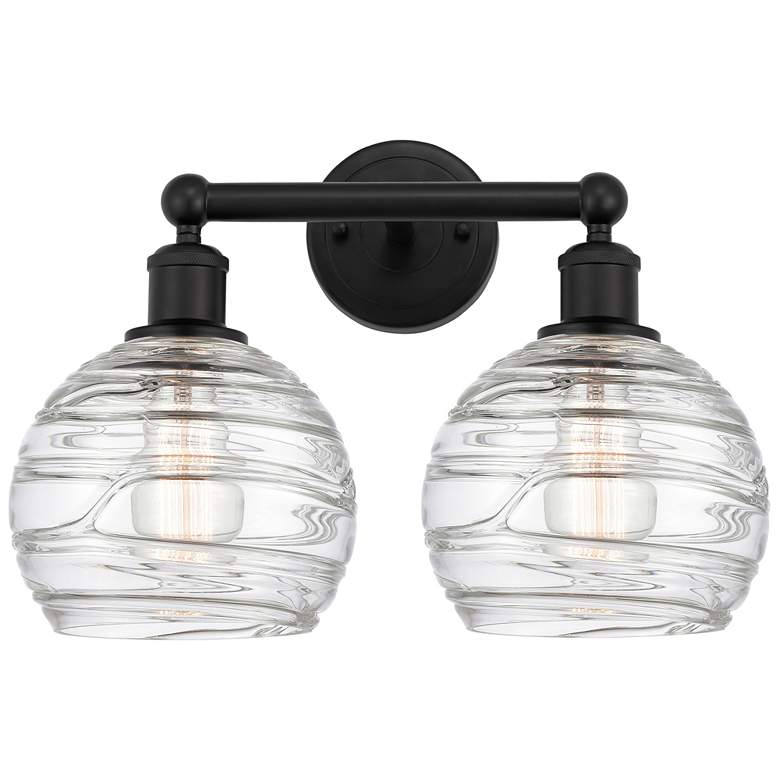 Image 1 Athens 17" Wide 2 Light Matte Black Bath Vanity Light With Deco Swirl