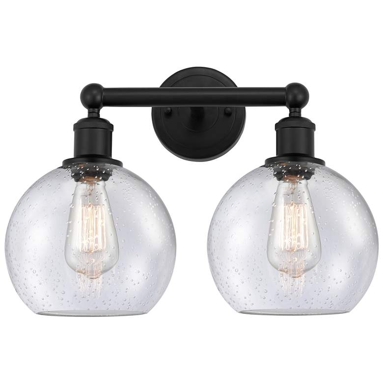 Image 1 Athens 17" Wide 2 Light Matte Black Bath Vanity Light With Seedy Shade