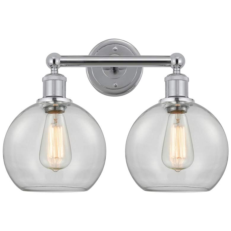 Image 1 Athens 17" Wide 2 Light Polished Chrome Bath Vanity Light With Clear S