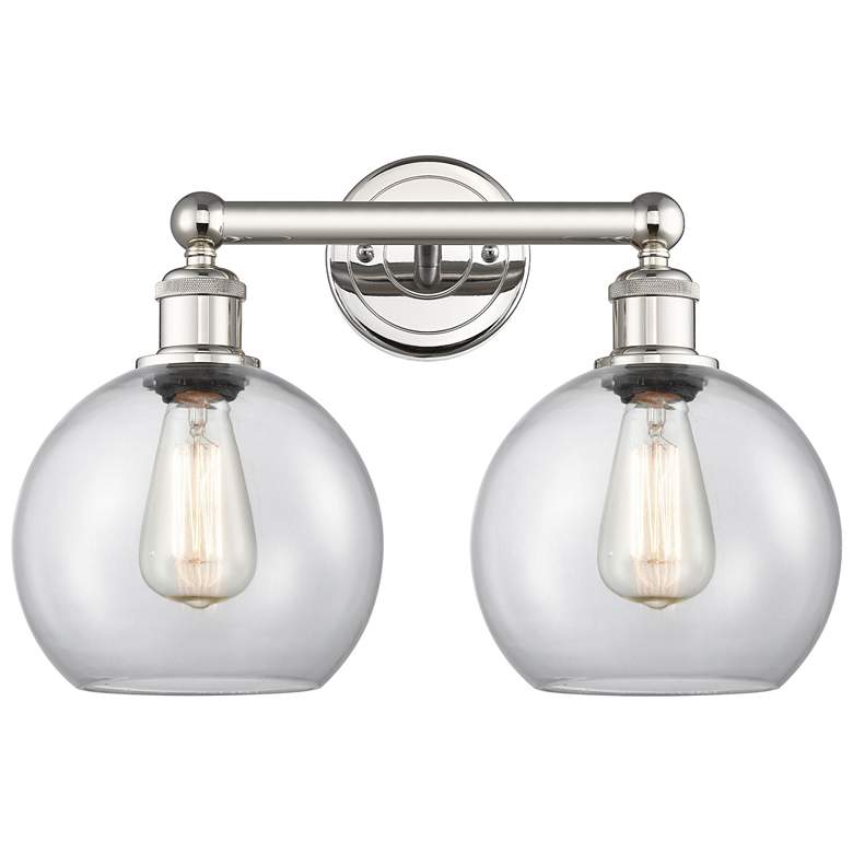 Image 1 Athens 17" Wide 2 Light Polished Nickel Bath Vanity Light With Clear S