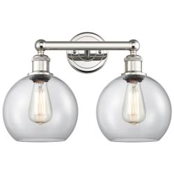 Athens 17&quot; Wide 2 Light Polished Nickel Bath Vanity Light With Clear S