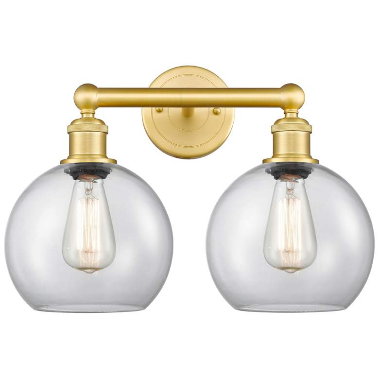 Image 1 Athens 17" Wide 2 Light Satin Gold Bath Vanity Light With Clear Shade