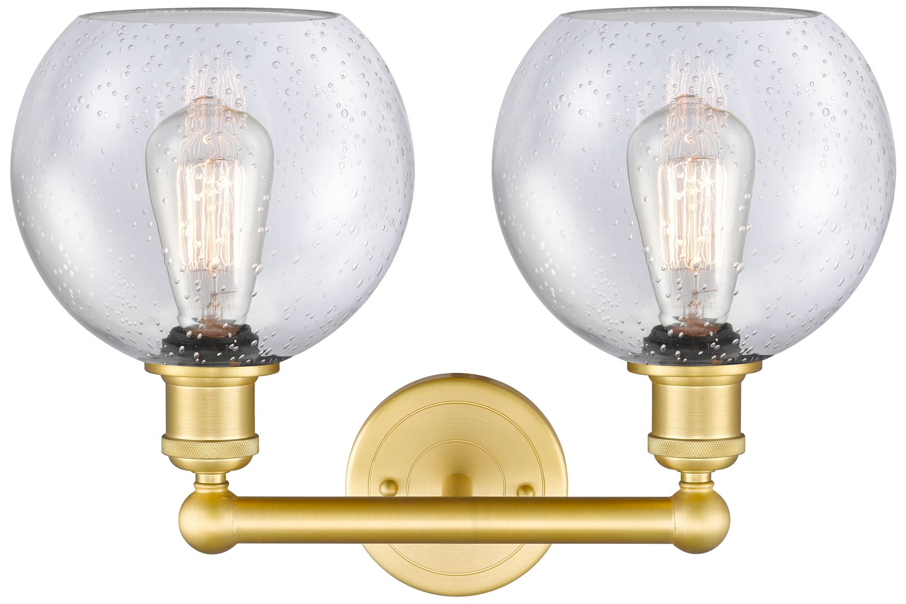 Image 2 Athens 17" Wide 2 Light Satin Gold Bath Vanity Light With Seedy Shade more views