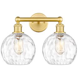 Athens 17&quot; Wide 2 Light Satin Gold Bath Vanity Light With Water Glass