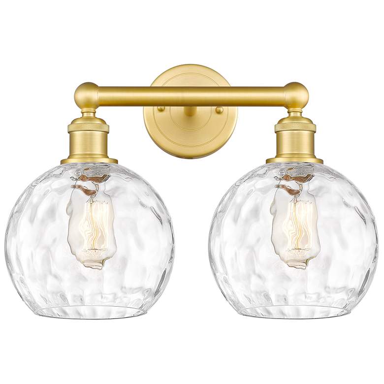 Image 1 Athens 17" Wide 2 Light Satin Gold Bath Vanity Light With Water Glass 