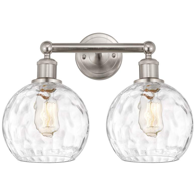 Image 1 Athens 17" Wide 2 Light Satin Nickel Bath Vanity Light w/ Water Glass