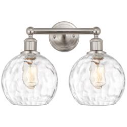 Athens 17" Wide 2 Light Satin Nickel Bath Vanity Light w/ Water Glass
