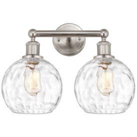 Athens 17" Wide 2 Light Satin Nickel Bath Vanity Light w/ Water Glass Athens 17" Wide 2 Light Satin Nickel Bath Vanity Light w/ Water Glass