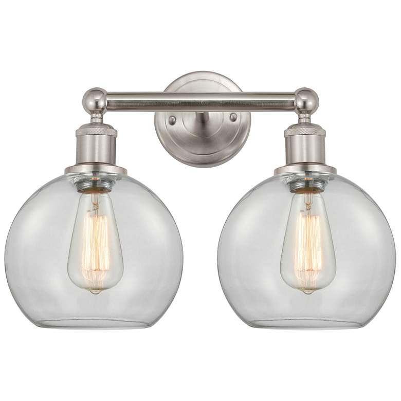 Image 1 Athens 17" Wide 2 Light Satin Nickel Bath Vanity Light With Clear Shad