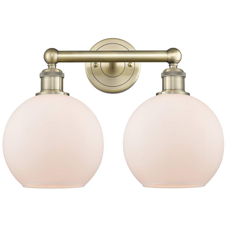 Image 1 Athens 17"W 2 Light Antique Brass Bath Vanity Light With Matte White S
