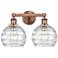 Athens 17"W 2 Light Antique Copper Bath Vanity Light w/ Deco Swirl Sha