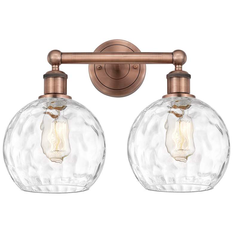 Image 1 Athens 17"W 2 Light Antique Copper Bath Vanity Light w/ Water Glass Sh