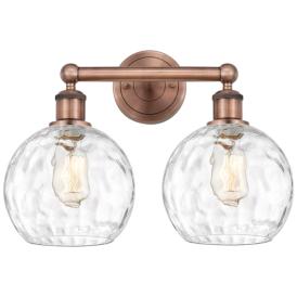 Athens 17"W 2 Light Antique Copper Bath Vanity Light w/ Water Glass Sh Athens 17"W 2 Light Antique Copper Bath Vanity Light w/ Water Glass Sh