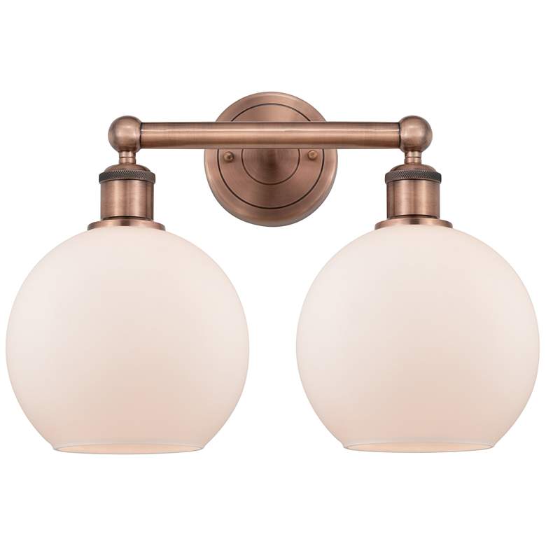 Image 1 Athens 17"W 2 Light Antique Copper Bath Vanity Light With Matte White