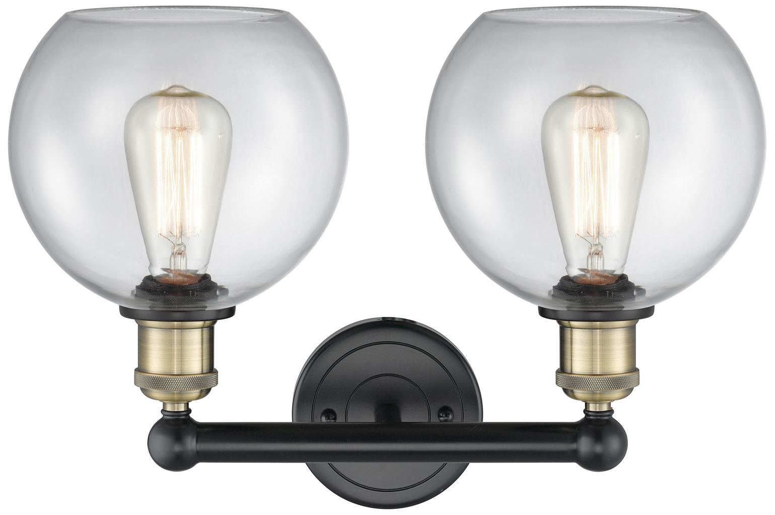 Image 2 Athens 17"W 2 Light Black Antique Brass Bath Vanity Light With Clear S more views