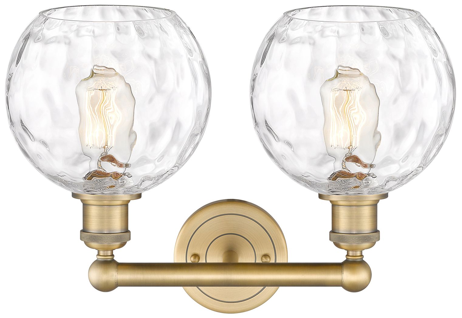 Image 2 Athens 17"W 2 Light Brushed Brass Bath Vanity Light w/ Water Glass Sha more views