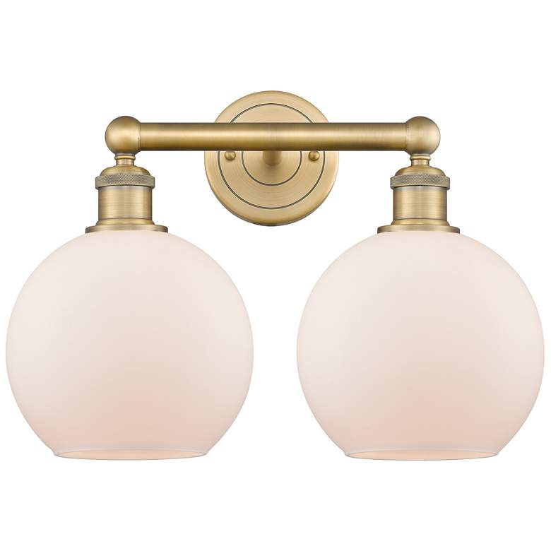 Image 1 Athens 17"W 2 Light Brushed Brass Bath Vanity Light With Matte White S