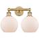 Athens 17"W 2 Light Brushed Brass Bath Vanity Light With Matte White S