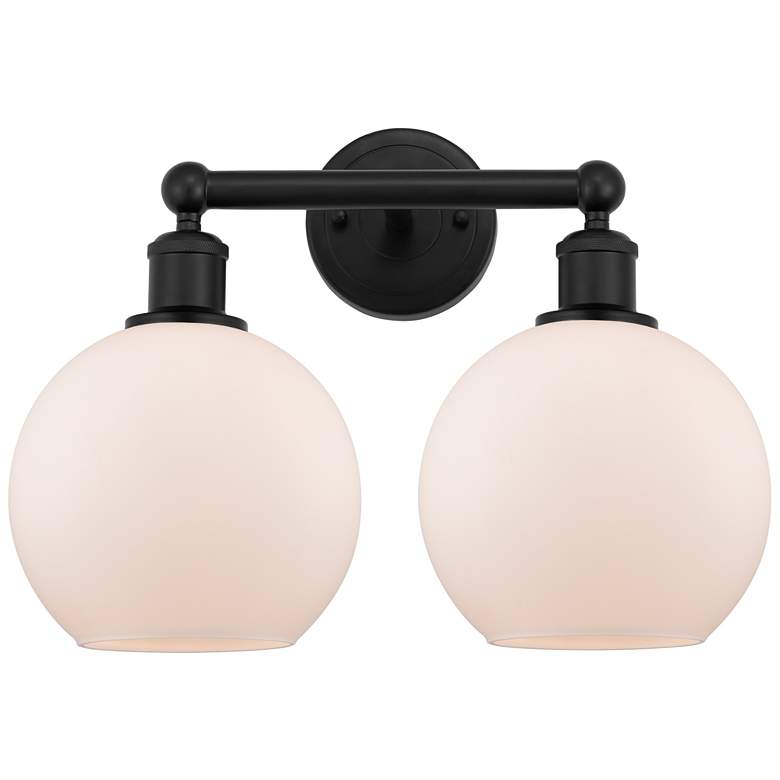 Image 1 Athens 17"W 2 Light Matte Black Bath Vanity Light With Matte White Sha