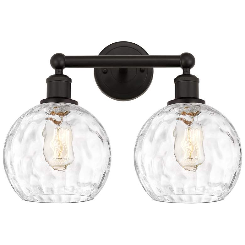 Image 1 Athens 17"W 2 Light Oil Rubbed Bronze Bath Light w/ Water Glass Shade