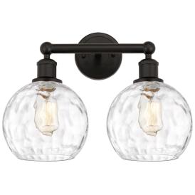 Athens 17"W 2 Light Oil Rubbed Bronze Bath Light w/ Water Glass Shade Athens 17"W 2 Light Oil Rubbed Bronze Bath Light w/ Water Glass Shade