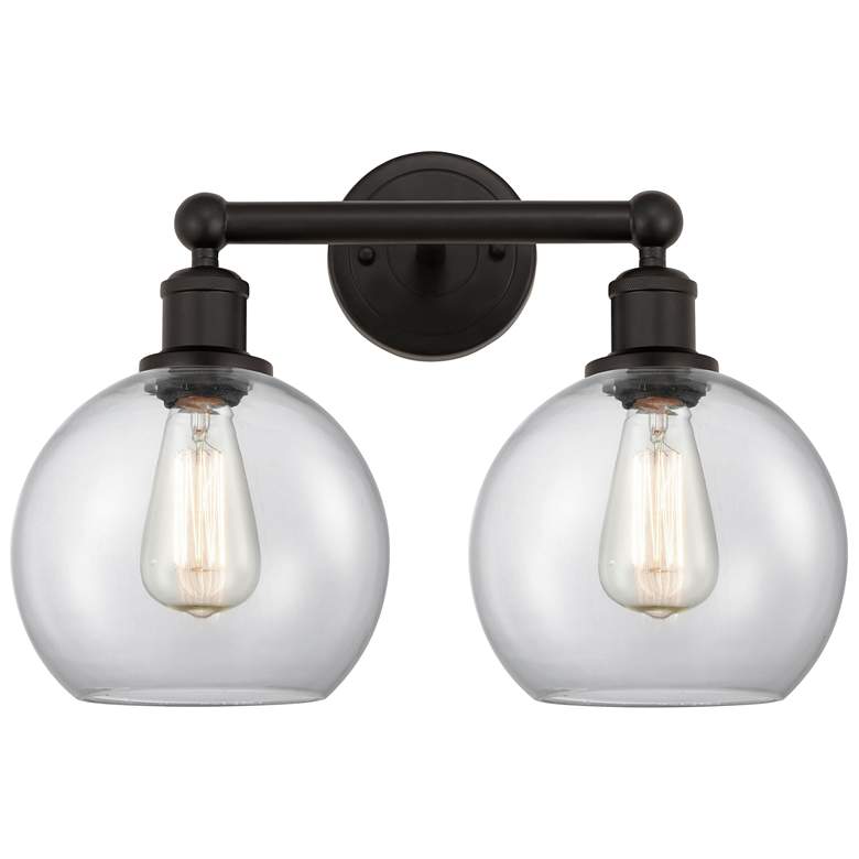 Image 1 Athens 17"W 2 Light Oil Rubbed Bronze Bath Vanity Light With Clear Sha