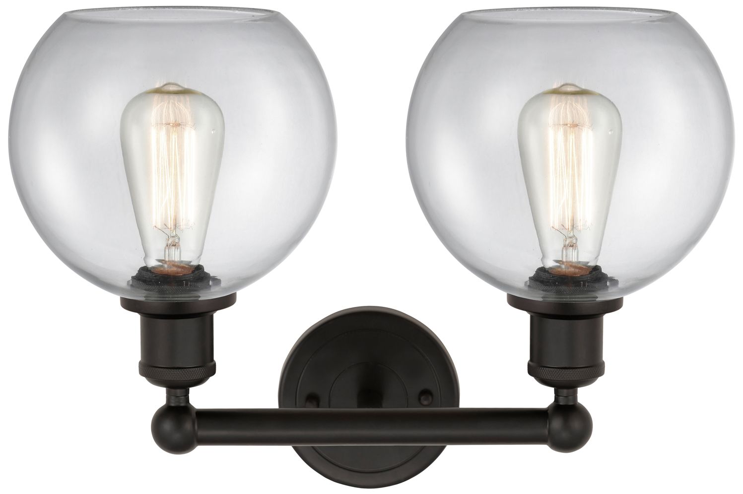 Image 2 Athens 17"W 2 Light Oil Rubbed Bronze Bath Vanity Light With Clear Sha more views