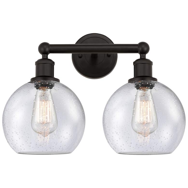 Image 1 Athens 17"W 2 Light Oil Rubbed Bronze Bath Vanity Light With Seedy Sha