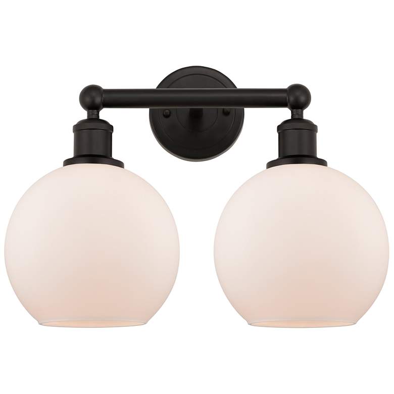Image 1 Athens 17"W 2 Light Oil Rubbed Bronze Bath Vanity Light With White Sha
