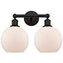 Athens 17"W 2 Light Oil Rubbed Bronze Bath Vanity Light With White Sha