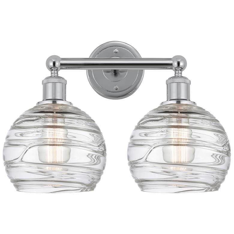 Image 1 Athens 17"W 2 Light Polished Chrome Bath Vanity Light w/ Deco Swirl Sh