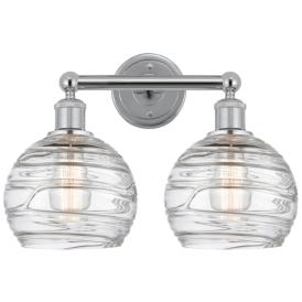 Athens 17"W 2 Light Polished Chrome Bath Vanity Light w/ Deco Swirl Sh Athens 17"W 2 Light Polished Chrome Bath Vanity Light w/ Deco Swirl Sh