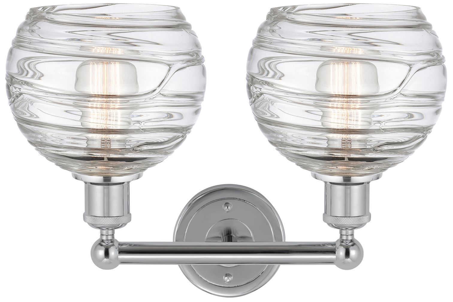Image 2 Athens 17"W 2 Light Polished Chrome Bath Vanity Light w/ Deco Swirl Sh more views
