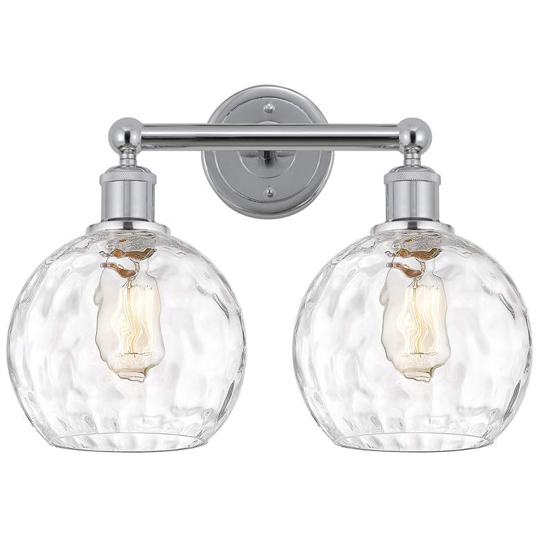 Image 1 Athens 17"W 2 Light Polished Chrome Bath Vanity Light w/ Water Glass S