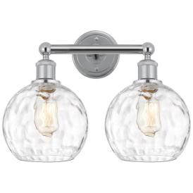 Athens 17"W 2 Light Polished Chrome Bath Vanity Light w/ Water Glass S Athens 17"W 2 Light Polished Chrome Bath Vanity Light w/ Water Glass S