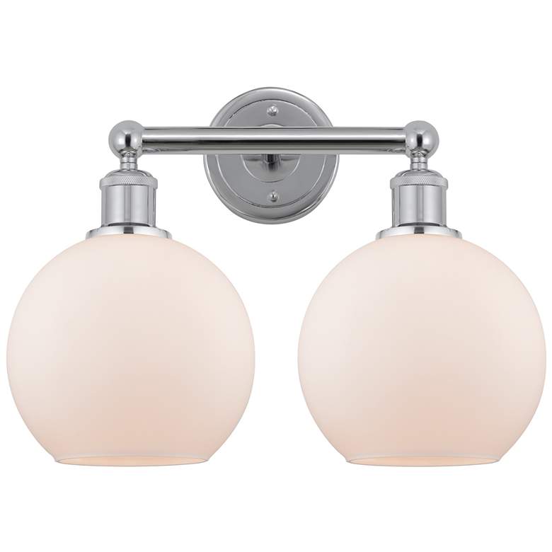 Image 1 Athens 17"W 2 Light Polished Chrome Bath Vanity Light With White Shade