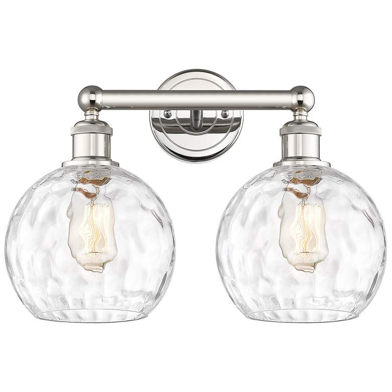 Image 1 Athens 17"W 2 Light Polished Nickel Bath Vanity Light w/ Water Glass S