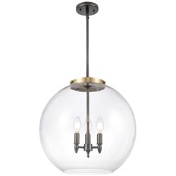 Athens 18.38&quot; 3 Light Black Brass LED Pendant w/ Clear Shade