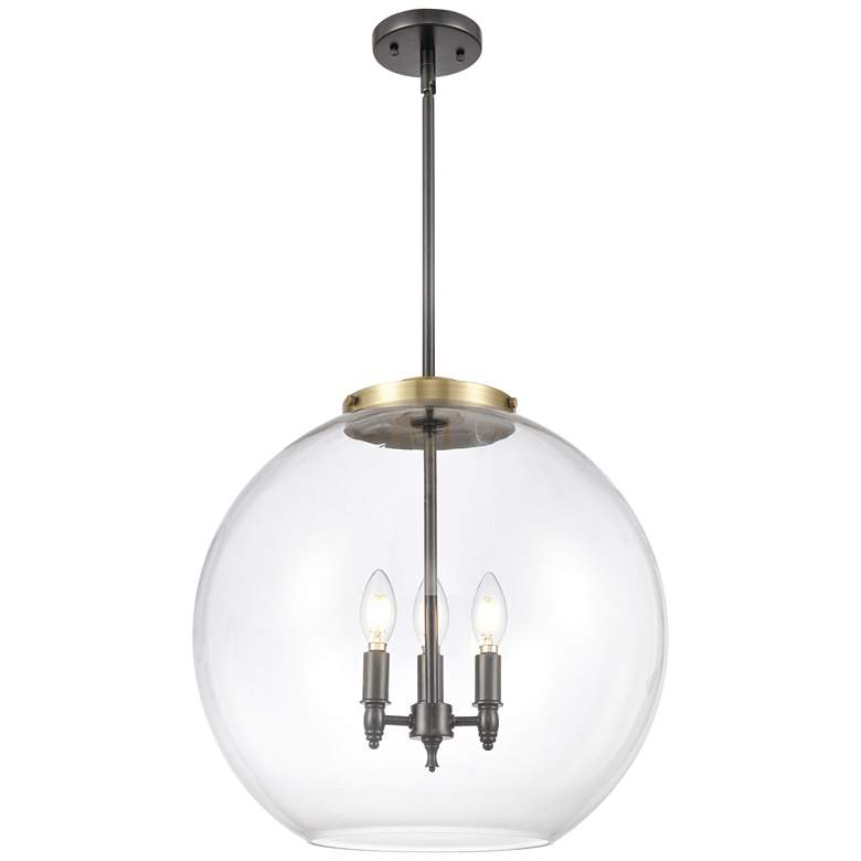 Image 1 Athens 18.38" 3 Light Black Brass LED Pendant w/ Clear Shade