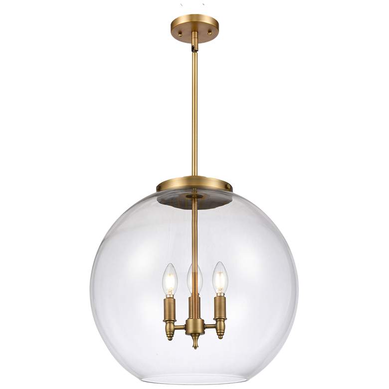 Image 1 Athens 18.38" 3 Light Brushed Brass Pendant w/ Clear Shade