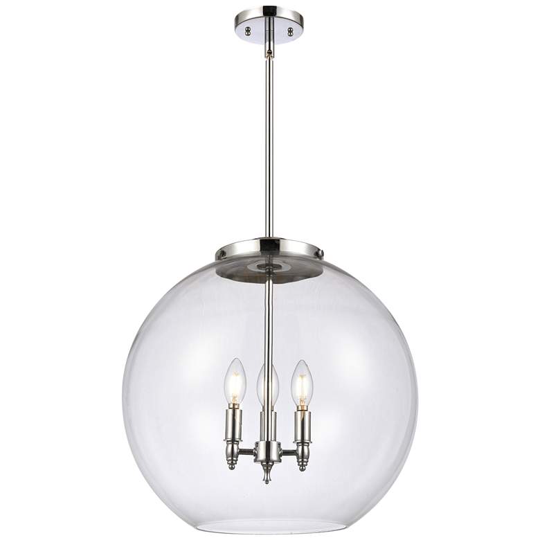 Image 1 Athens 18.38 inch 3 Light Chrome LED Pendant w/ Clear Shade