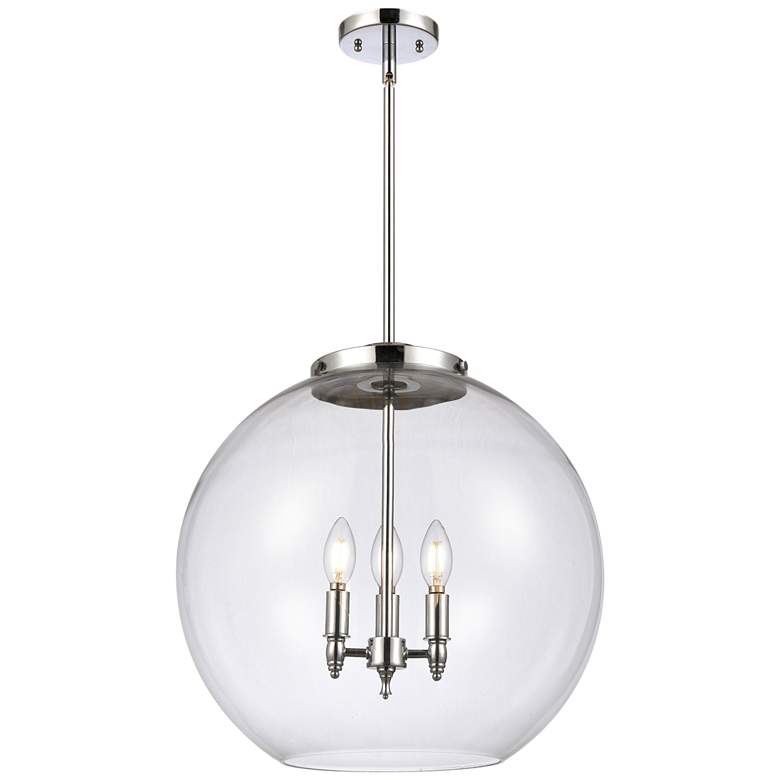 Image 1 Athens 18.38" 3 Light Chrome LED Pendant w/ Clear Shade