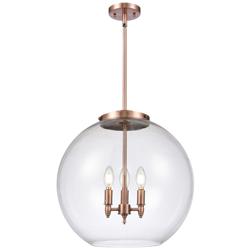 Athens 18.38&quot; 3 Light Copper LED Pendant w/ Clear Shade