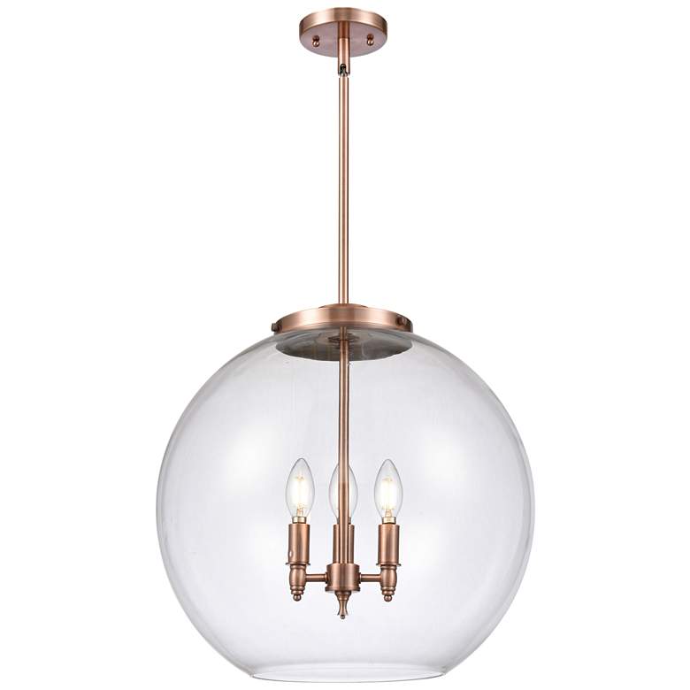 Image 1 Athens 18.38" 3 Light Copper LED Pendant w/ Clear Shade