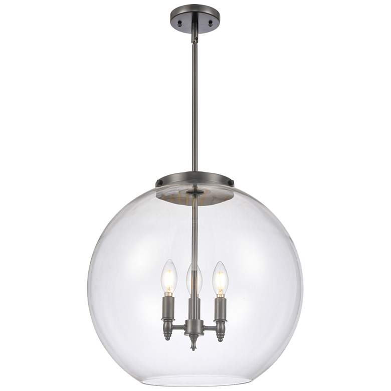 Image 1 Athens 18.38" 3 Light Matte Black Pendant w/ Clear Shade