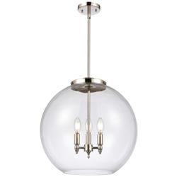 Athens 18.38&quot; 3 Light Nickel LED Pendant w/ Clear Shade