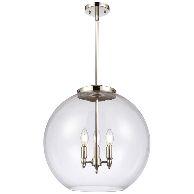 Image 1 Athens 18.38" 3 Light Nickel LED Pendant w/ Clear Shade
