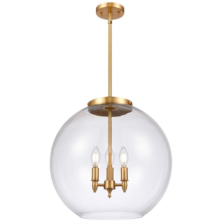 Image 1 Athens 18.38 inch 3 Light Satin Gold LED Pendant w/ Clear Shade