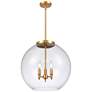 Athens 18.38" 3 Light Satin Gold LED Pendant w/ Clear Shade